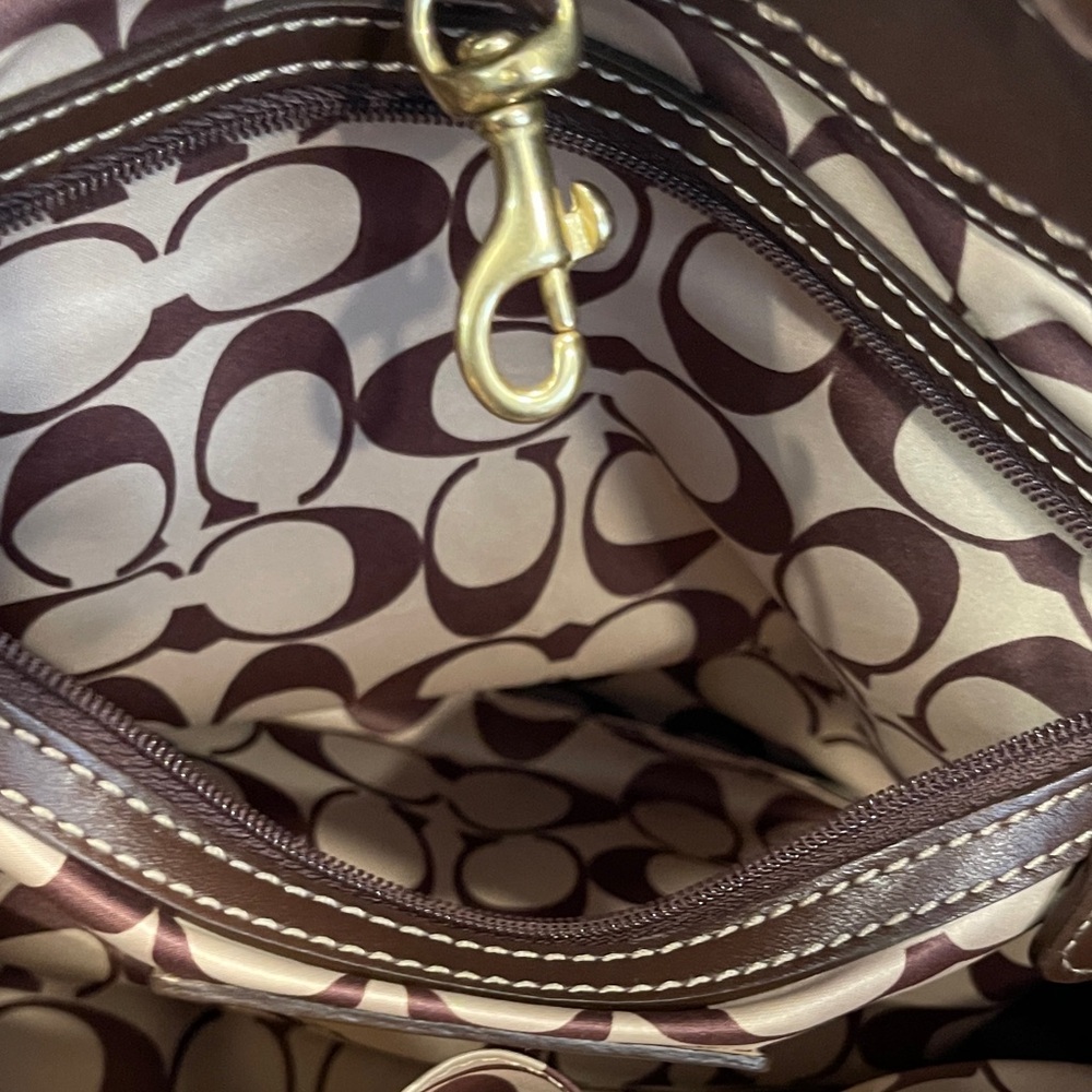 Coach Brown Braided Leather Shoulder Tote with Horsebit Accent - Picture 13 of 13